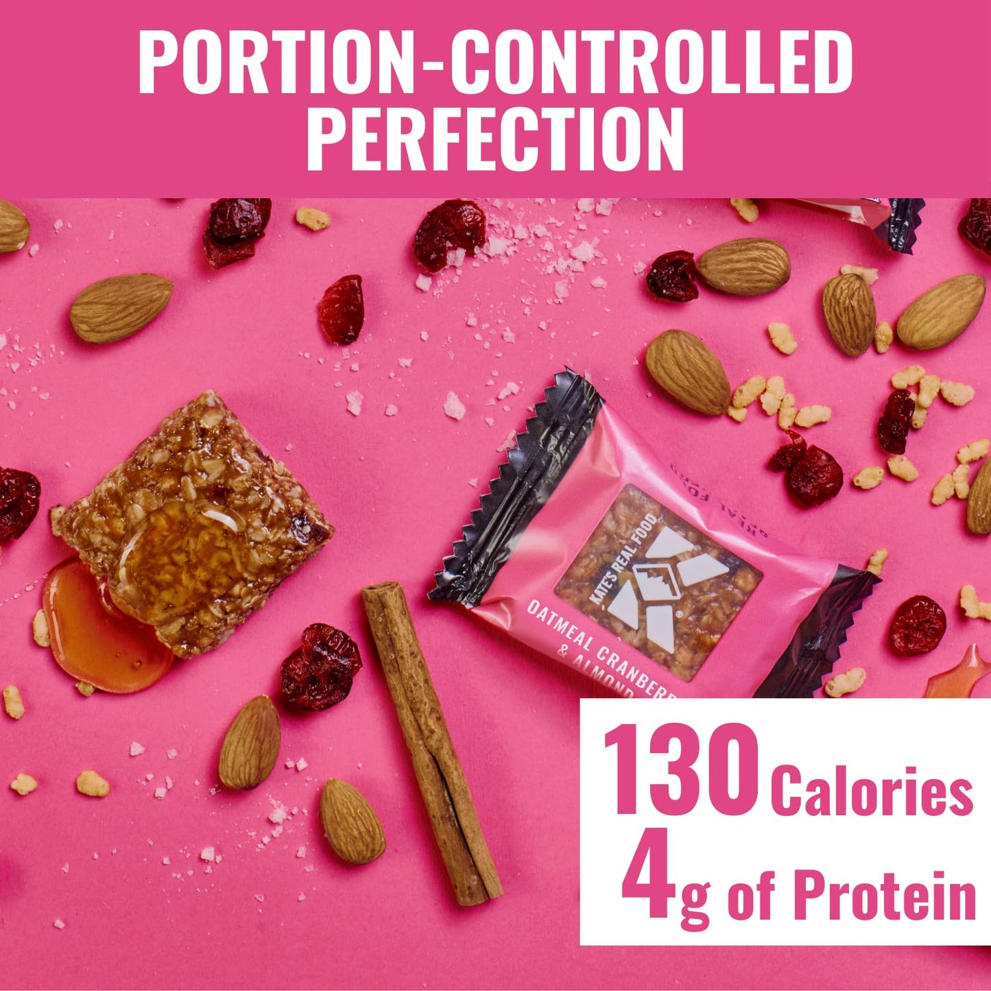Kate’s Real Food Organic Energy Bars Oatmeal Cranberry & Almond (1.1 oz, Pack of 24), Non-GMO, All-Natural Ingredients, Gluten-Free and Soy-Free