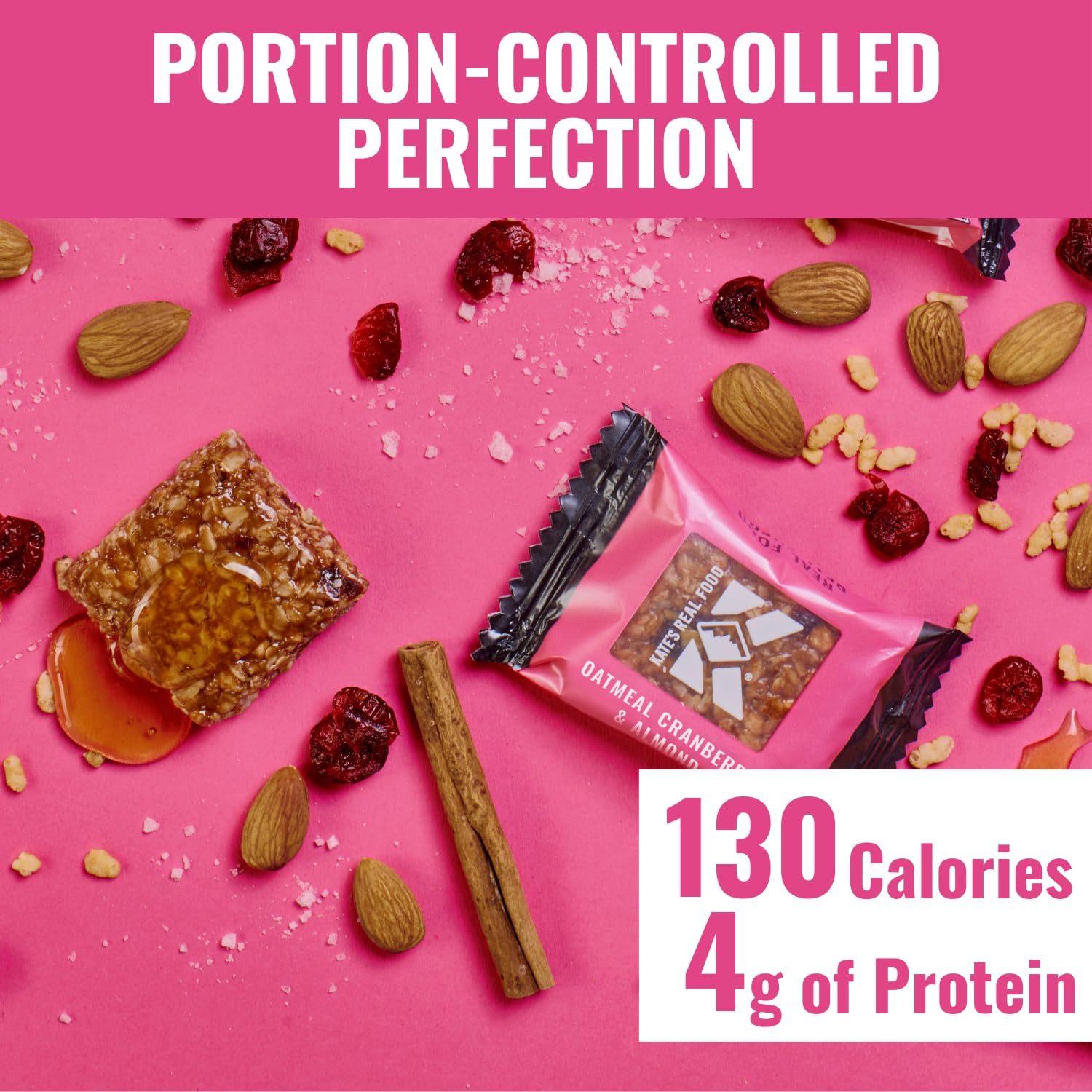 Kate’s Real Food Organic Energy Bars Oatmeal Cranberry & Almond (1.1 oz, Pack of 24), Non-GMO, All-Natural Ingredients, Gluten-Free and Soy-Free