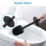 BGL Stainless Steel Toilet Brush with Holder, 2 Black Bristle Heads