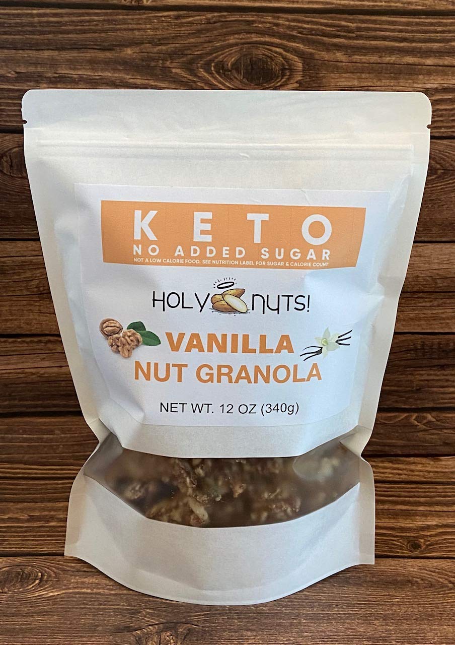 Holy Nuts Keto Food Low Carb Granola - Cereal Snack - Paleo Friendly - Ketogenic Breakfast Nut Foods - Low Sugar, Grain & Gluten Free Healthy Travel