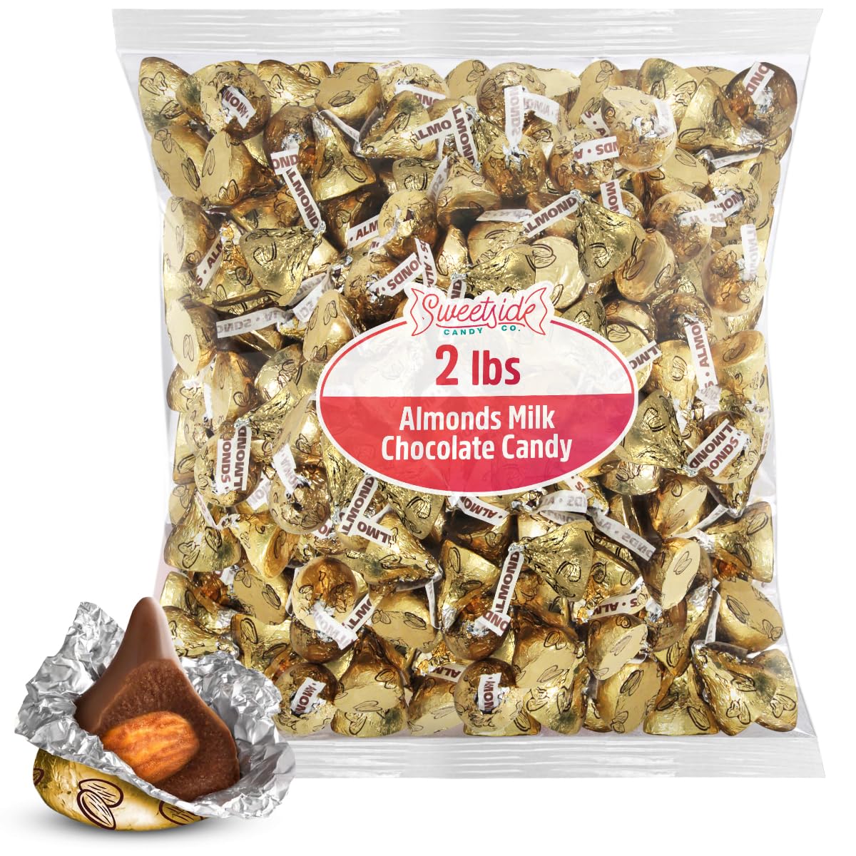 Almond Kisses, 2lb Pack of Chocolate Kisses Bulk, Ideal Gold Chocolate for Parties, Events or Stocking Up on Your Favorite Chocolates, Perfect Gold
