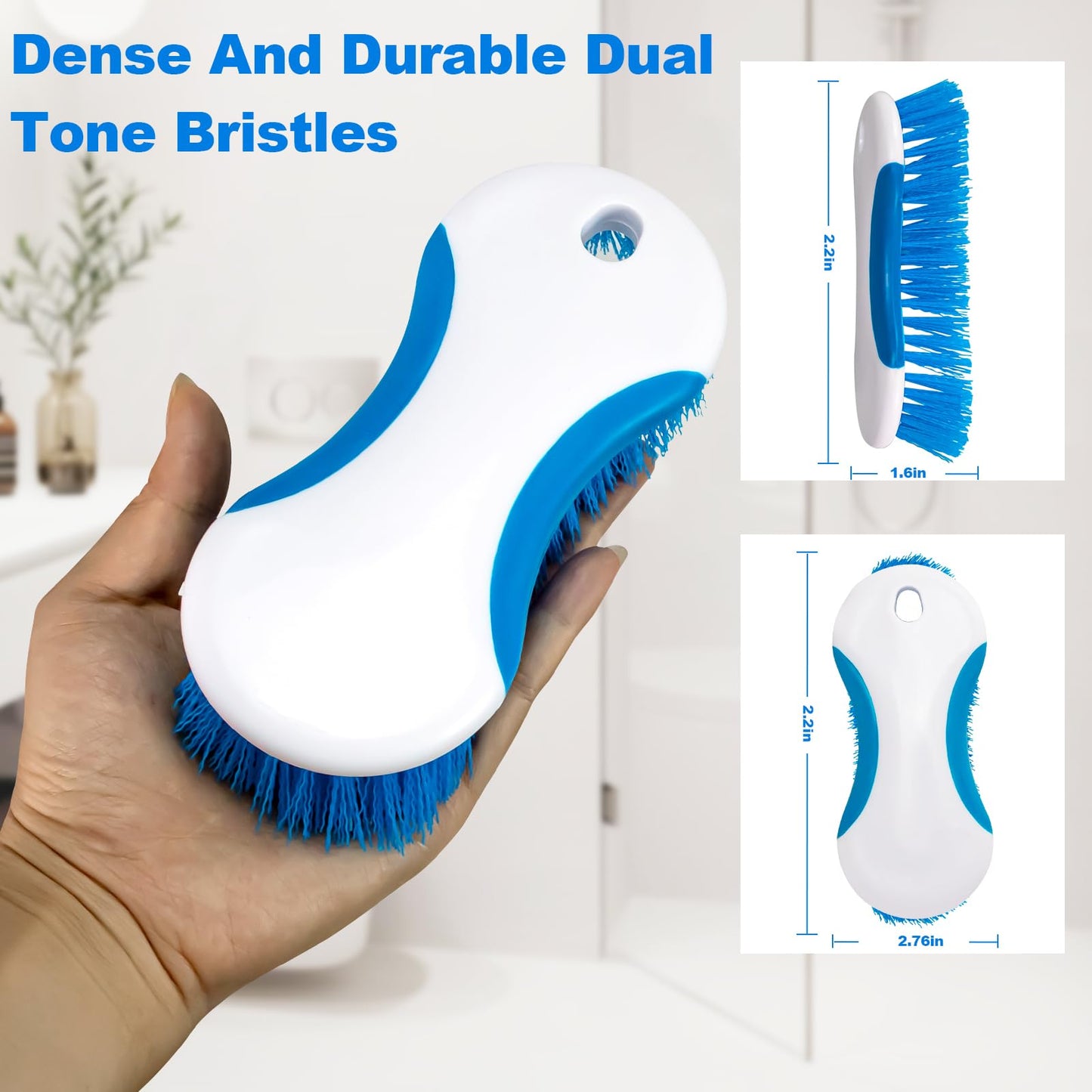 6.3" Multi Purpose Heavy Duty Scrub Brush with Non-Slip TPR, Cleaning Brush with Stiff Bristles for Tile Floors?Walls, Carpet, Tubs?Sink ?Blue