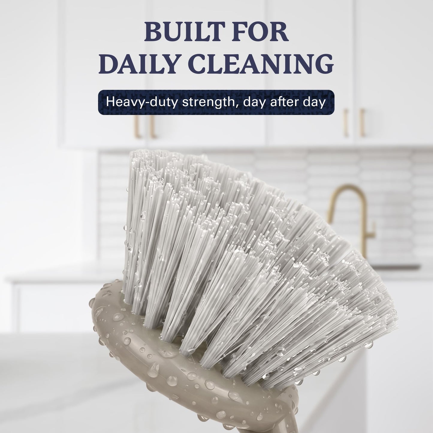 Farberware Dish Brush with Handle - 2 Pack Kitchen Scrub Brush for Dishes, Non-Scratch Dishwashing Brush Set with Firm Bristles for Pots, Pans