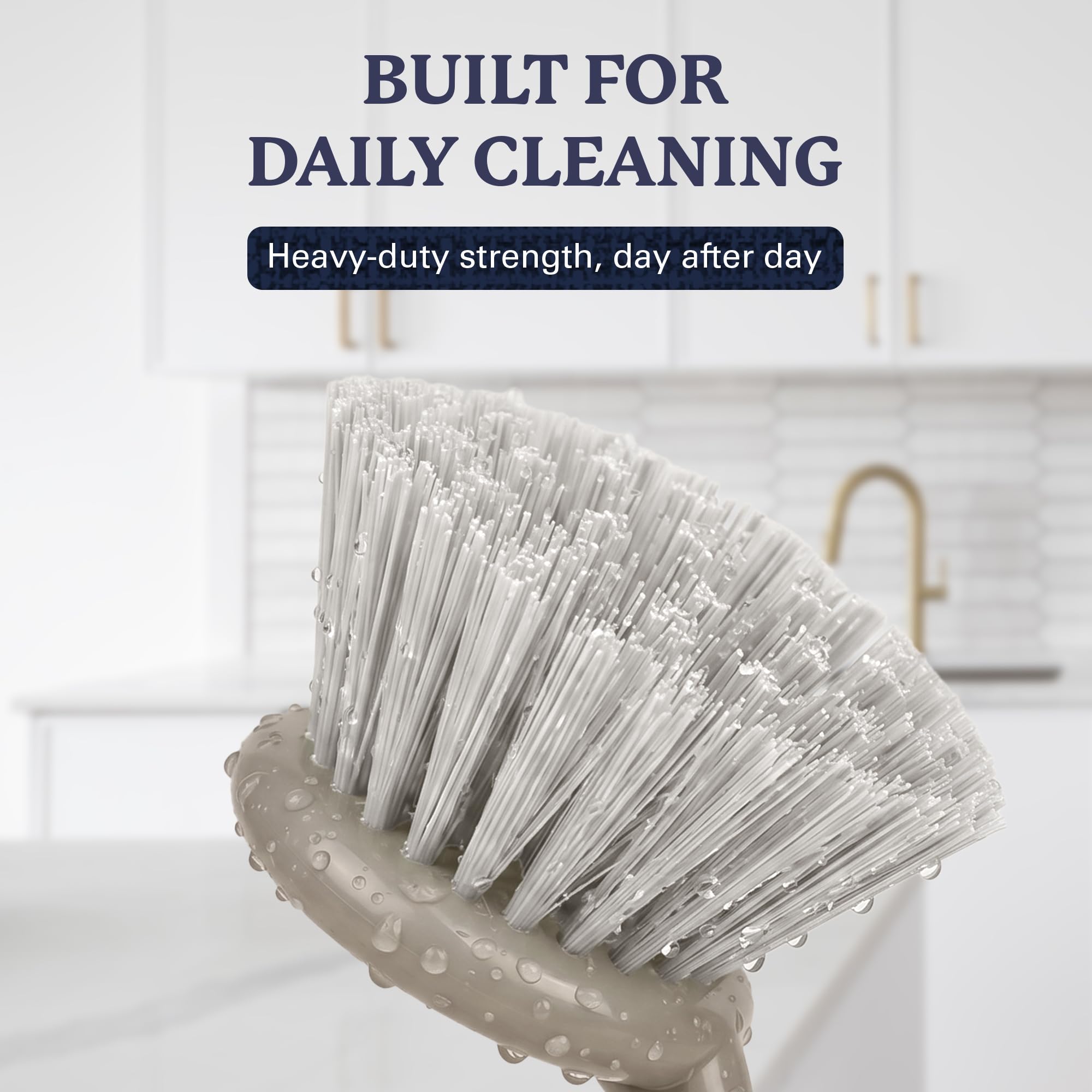 Farberware Dish Brush with Handle - 2 Pack Kitchen Scrub Brush for Dishes, Non-Scratch Dishwashing Brush Set with Firm Bristles for Pots, Pans