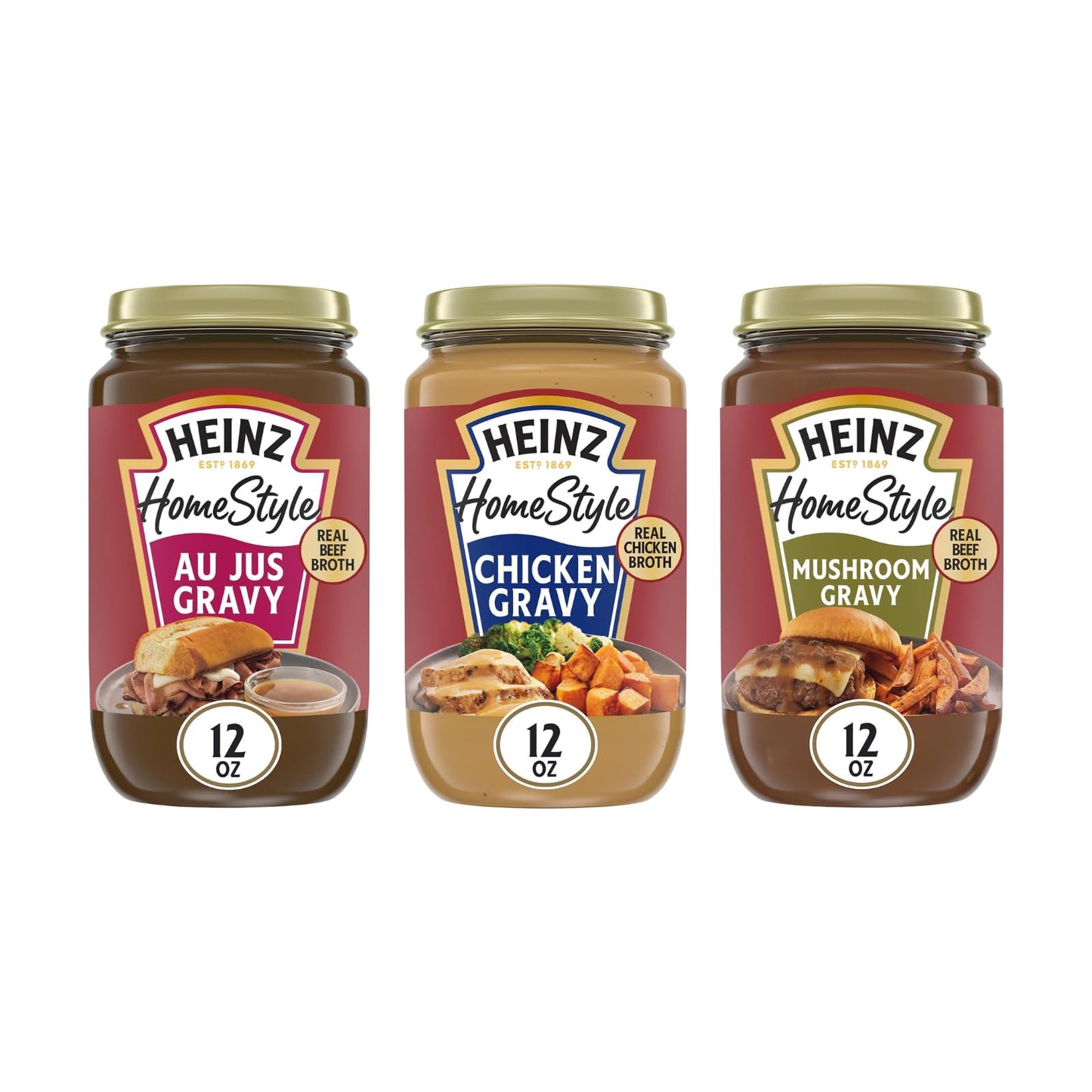 Heinz Homestyle Gravy Variety Pack 12Oz - Au Jus, Mushroom & Classic Chicken (1ea.) (Variety Pack)