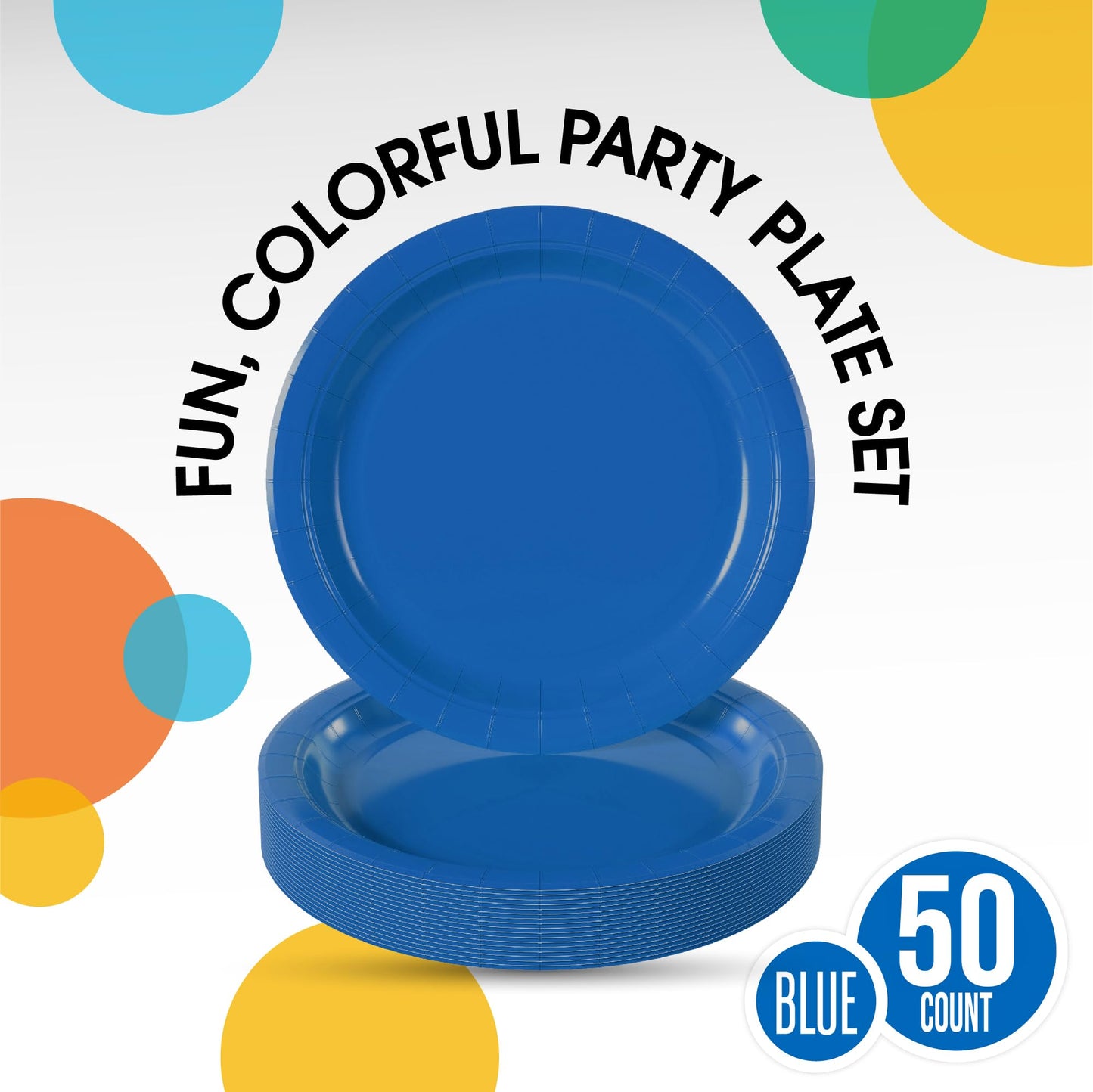 Exquisite Dark Blue Paper Plates Disposable Heavy Duty 10 Inch Blue Disposable Plates For Party 50 Pcs Heavy Duty Paper Plate 350 GSM, Birthday Party