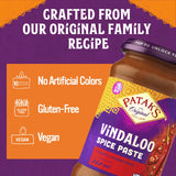 Patak's Vindaloo Spice Paste, Hot Indian Curry with 11 Expertly Blended Spices, Gluten-Free & Vegan, Flavorful Base for Chicken, Seafood, Vegetables