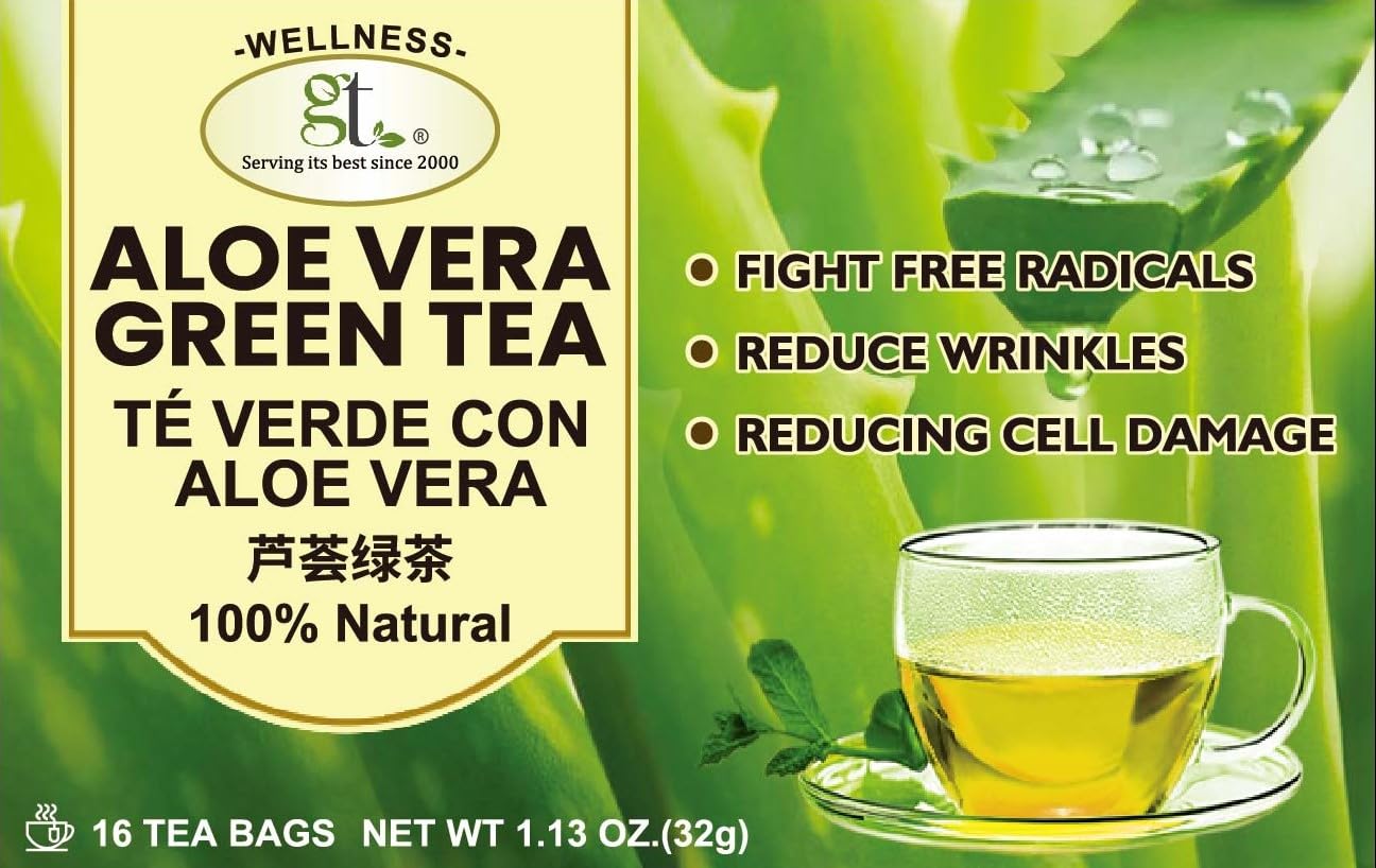 GT Aloe Vera Green Tea, 1.13 Ounce Box (16 Tea Bags)