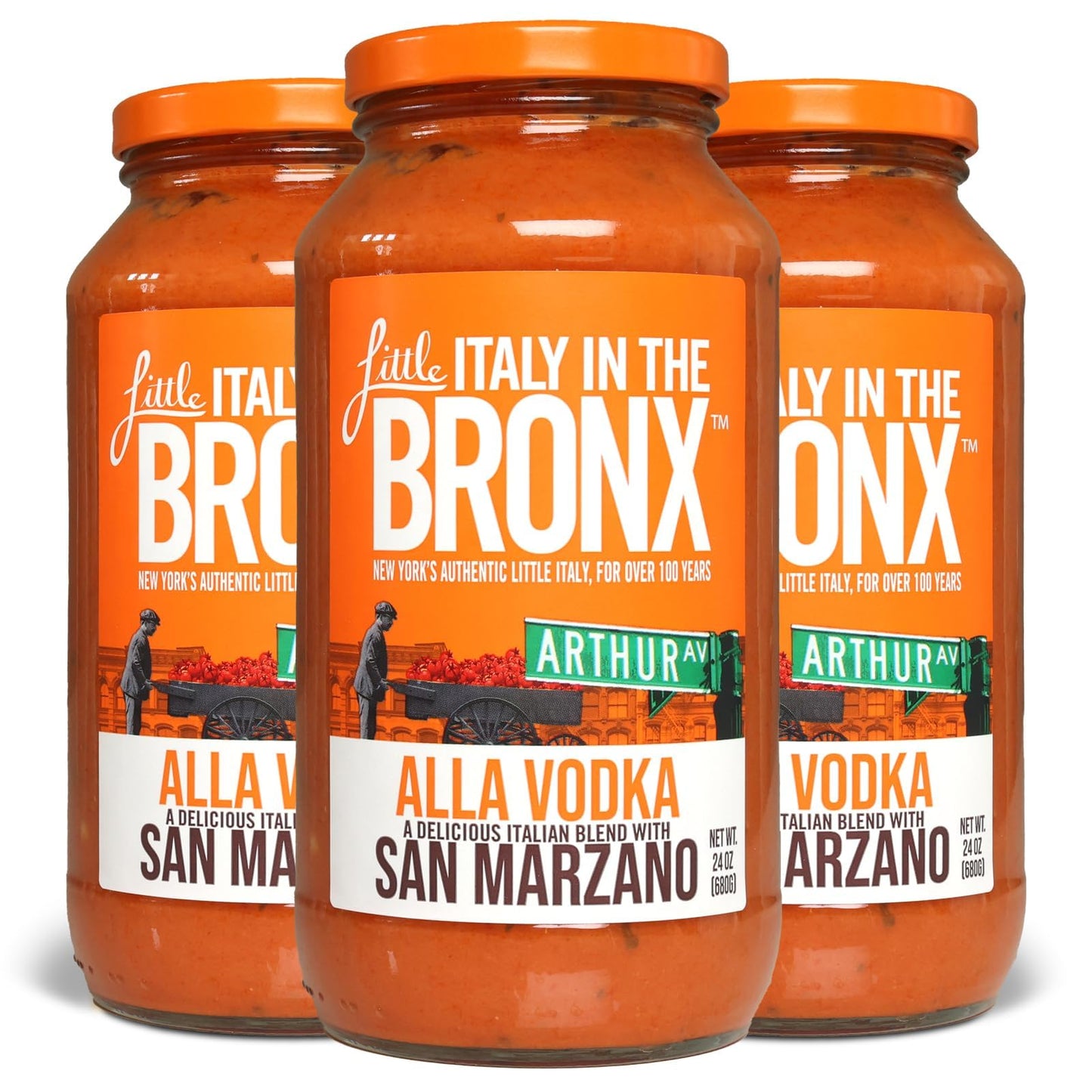 Little Italy Bronx Alla Vodka Sauce, No Sugar Added - 24 Oz (3-Pack)