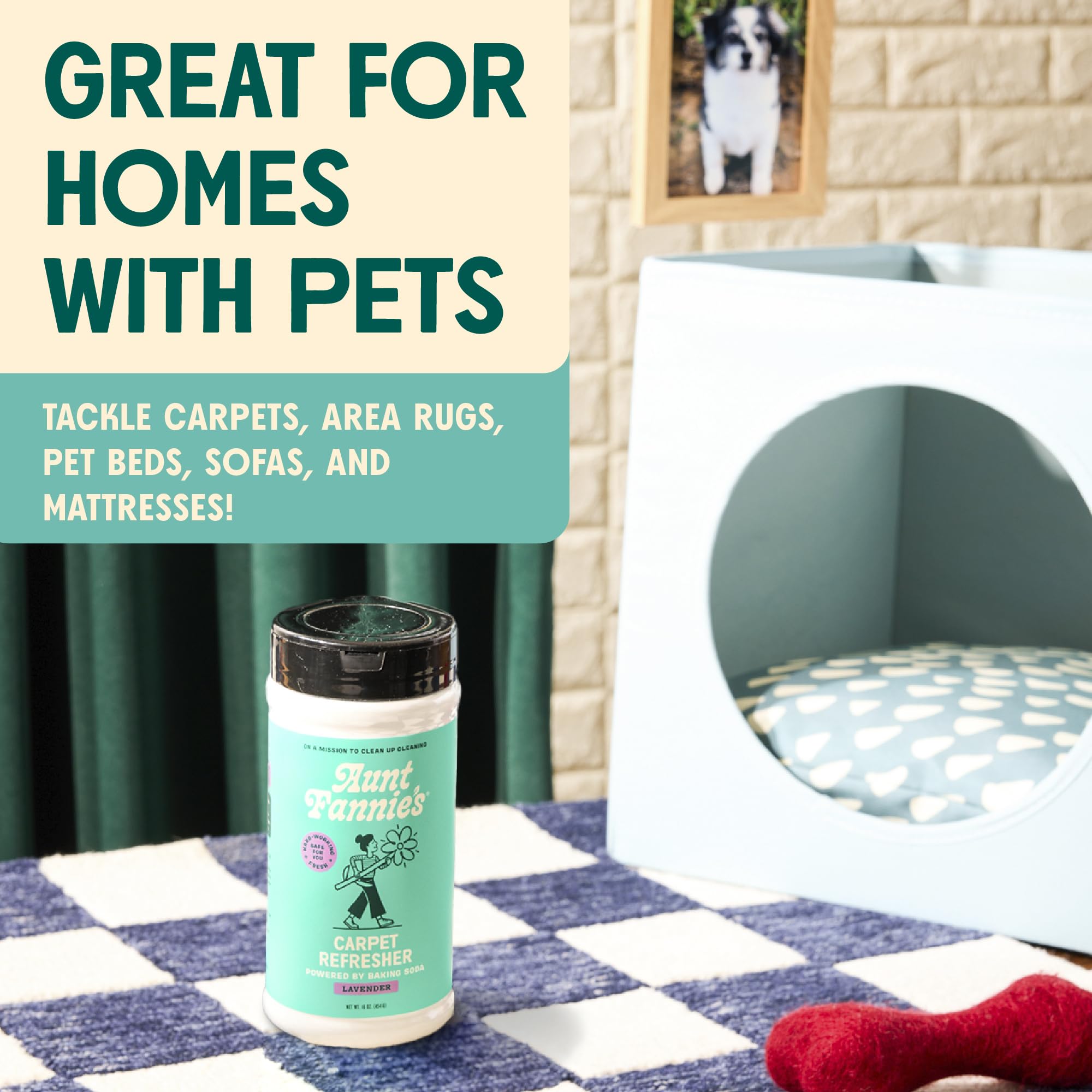 Aunt Fannie's Carpet Refresher & Deodorizer Powder, Multi-Purpose Carpet, Rug, and Upholstery Odor Eliminator for Homes with Cats and Dogs, Lavender