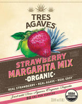 Tres Agaves Organic Strawberry Margarita & Daiquiri Mix - Real Strawberry Purée, Agave Nectar & Lime Juice - All-Natural, Non-GMO, Gluten-Free, Vegan