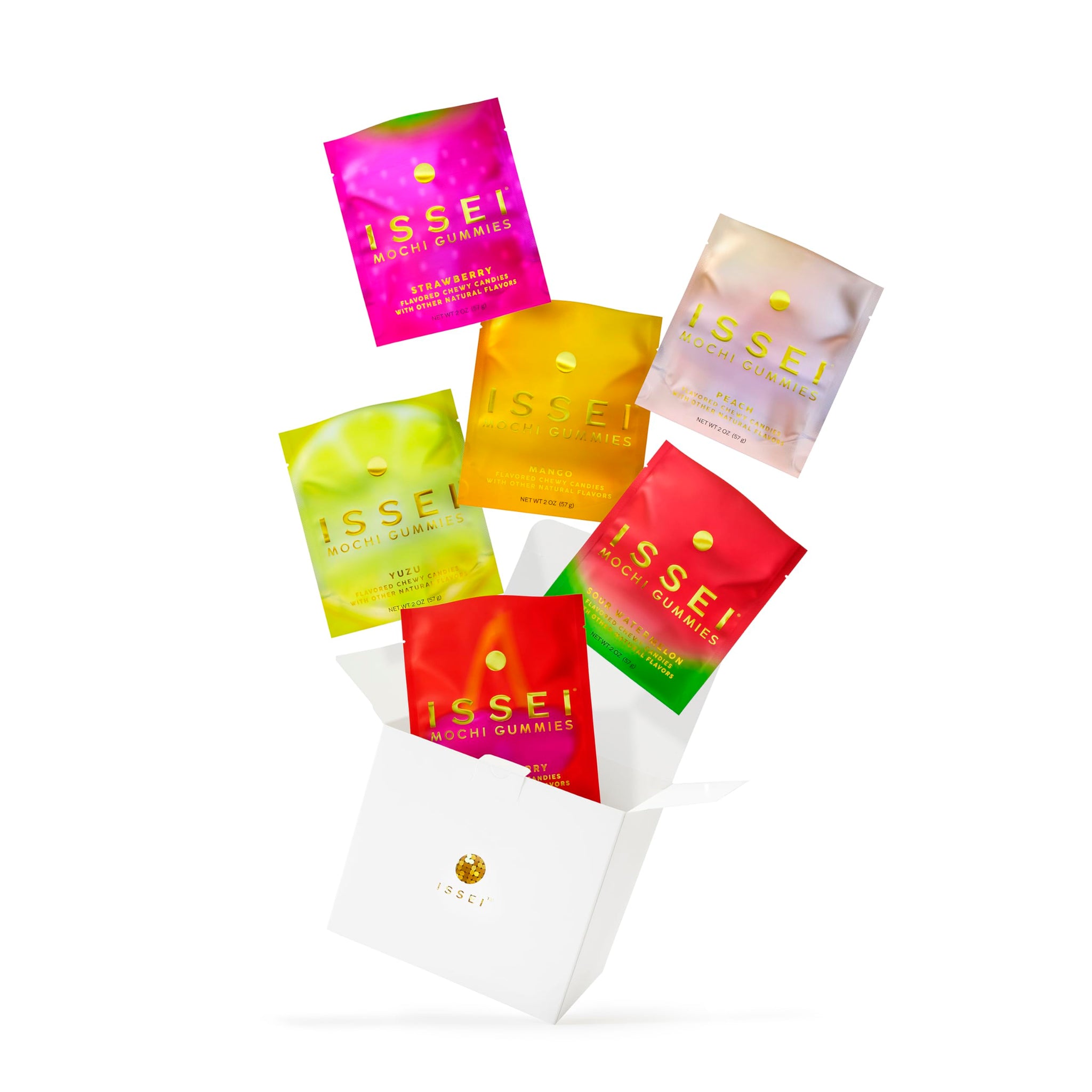 ISSEI Mochi Gummies Variety Pack| Dye-Free Candy with Colors from Natural Sources | Gelatin-Free | Plant-Based | Non-GMO | Real Sugar | Award-Winning