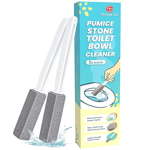 Simple Life Pumice Stone Toilet Bowl Cleaner | Toilet Pumice Stone with Extra Long Handle | Scouring Stick for Toilet Cleaning, Stain Removal on