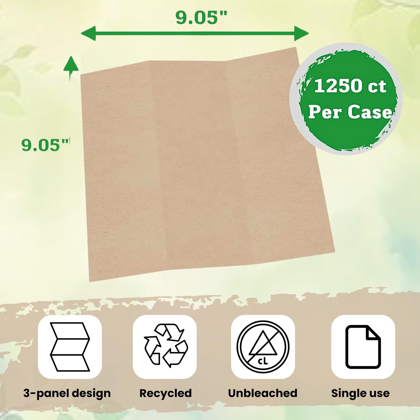 Brown Organic Unbleached Z-Fold Paper Towels 1250ct | 100% Post-Consumer Waste, Sustainable Multifold Towels in Bulk | Recycled Paper Towels