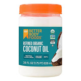 BetterBody Foods Organic Refined Coconut Oil, 28 Fl Oz, All Purpose Oil for Cooking, Baking, Hair and Skin Care
