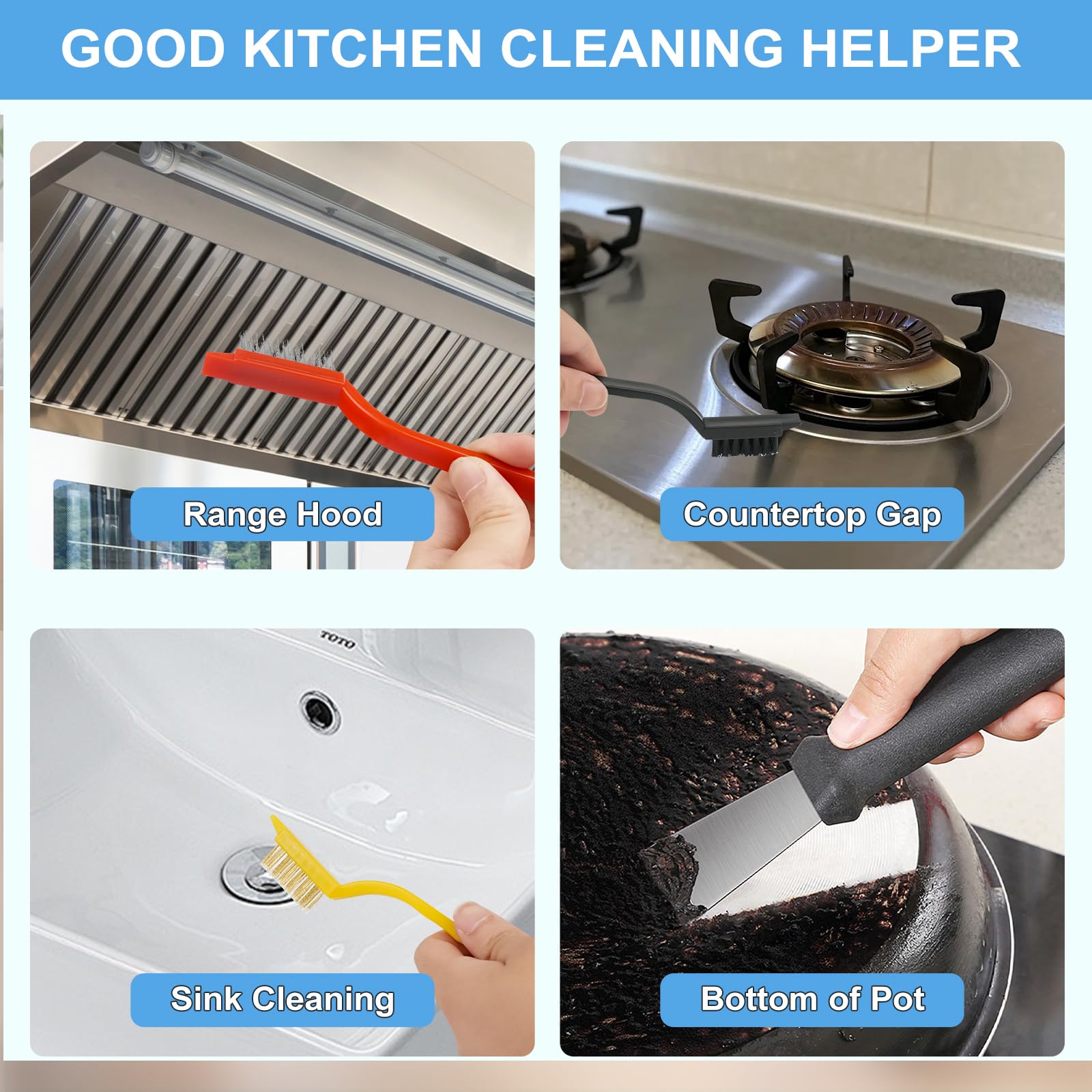 Dfacio 11Pcs Crevice Cleaning Brush Set, Hard Bristle Cleaning Supplies for Kitchen, Bathroom, Corner, Grout, Sink