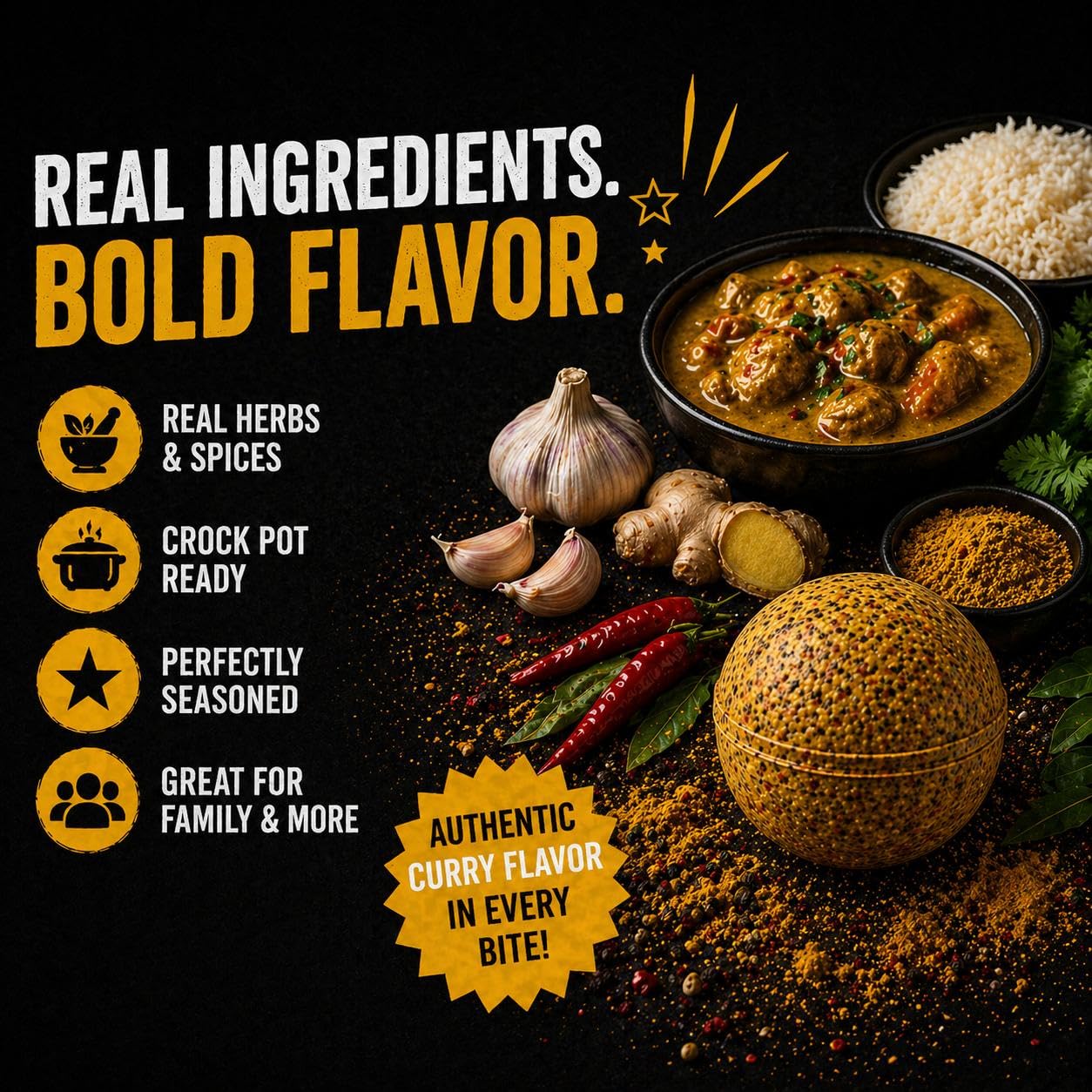 Birria Queen Curry Seasoning Bombs (2 Bombs, 5 oz) - Instant Curry Flavor, Slow Cooker & Crock Pot Ready, Easy Drop-In Spice Blend, No Measuring