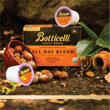 Botticelli USDA Organic All Day Blend Medium Roast Single Serve Coffee Pods, High Caffeine, Compatible with Most K-Cup Brewers, 12 Count, Notes