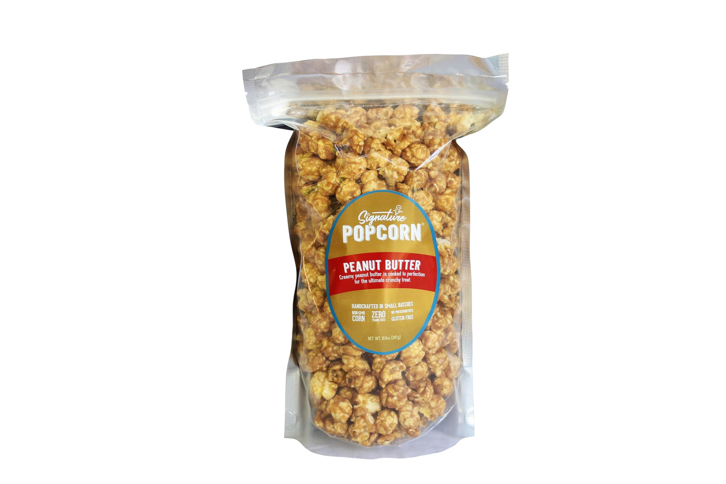 Signature Popcorn, 3-Pack Large Resealable Bags, Peanut Butter, Gourmet Popcorn Snack, Gluten Free