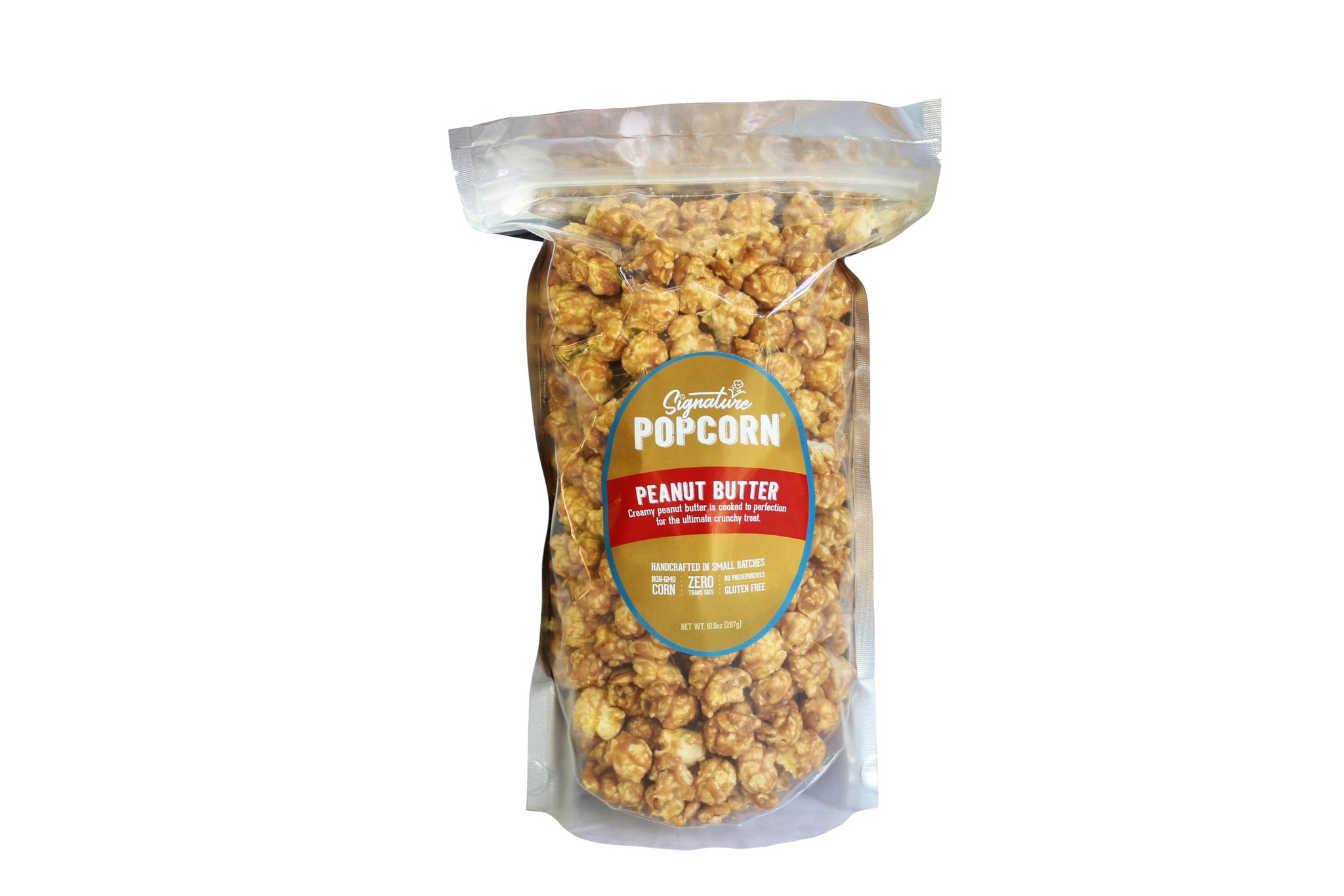 Signature Popcorn, 3-Pack Large Resealable Bags, Peanut Butter, Gourmet Popcorn Snack, Gluten Free