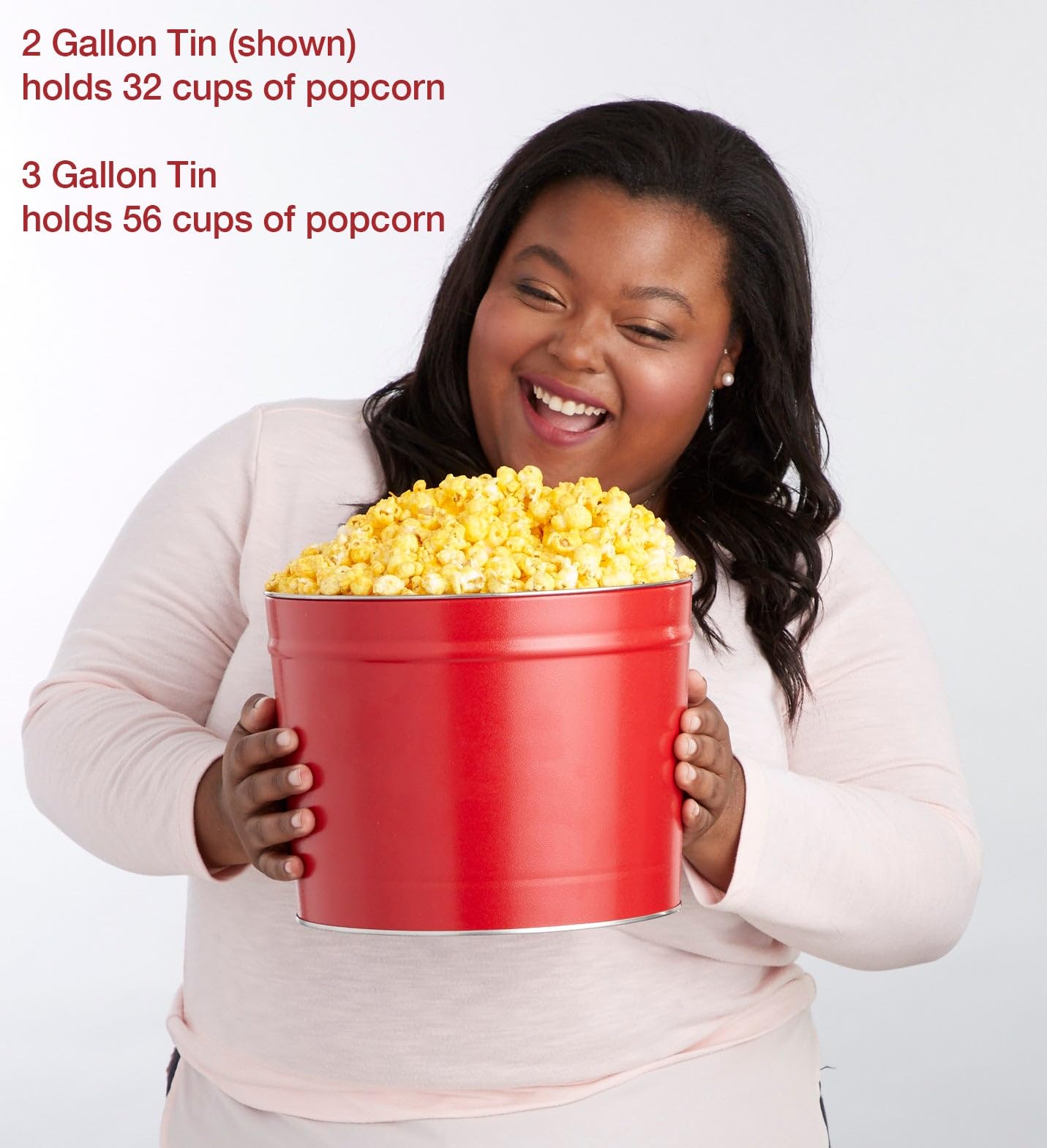 The Popcorn Factory Popcorn Tin with 3 Popcorn Flavors, Robust Cheddar, White Cheddar, Caramel, Large Tub 3.5 Gallons, Snack Gifts, Perfect for Any