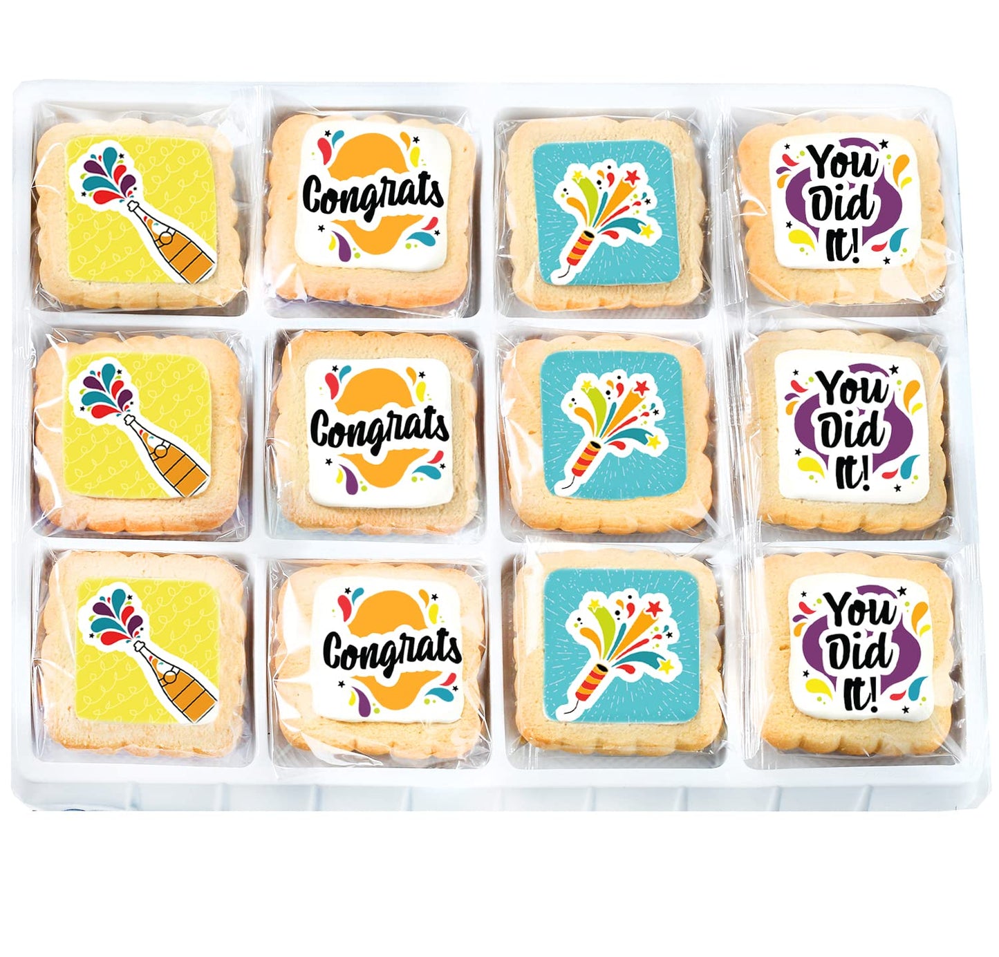 Congrats Gift Cookies Congratulations Gift Basket 12 PACK For Kids Men Women Graduation Friend | Nut Free | Kosher