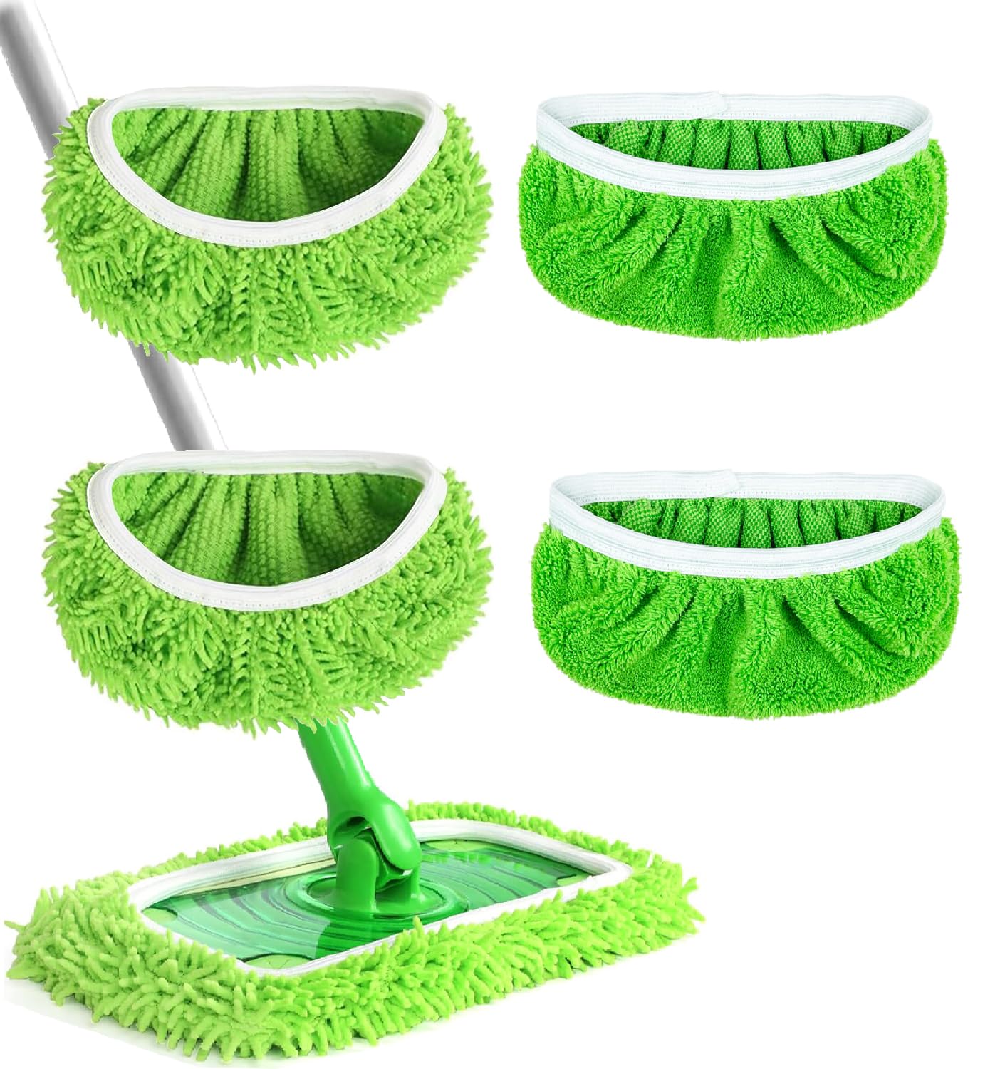 Reusable Microfiber Mop Pads Washable Wet Pads Compatible with Swiffer Sweeper Refills Pads for Wet & Dry Sweeping Cloths Mop Head Replacement