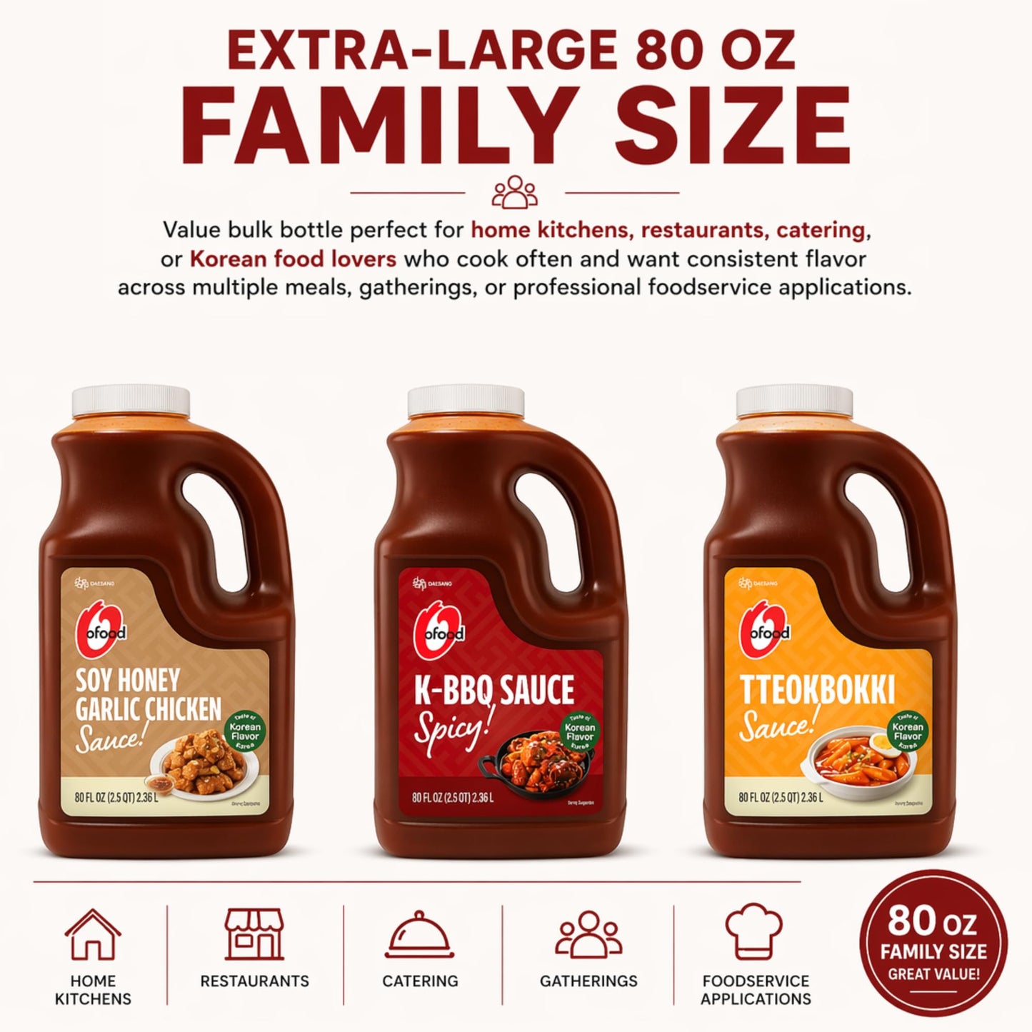 Korean Half Gallon (64 floz) Korean Sauce [Spicy Tteokbokki] - Family Size | Spicy Sweet Gochujang Based Street Food Sauce | for Stir Fry, Fried Rice