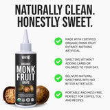 Organic Monk Fruit Liquid Sweetener Drops, 100% Pure Extract, Zero Sugar & No Erythritol, Liquid Monk Fruit for Coffee, Tea, Drinks & Baking, 227