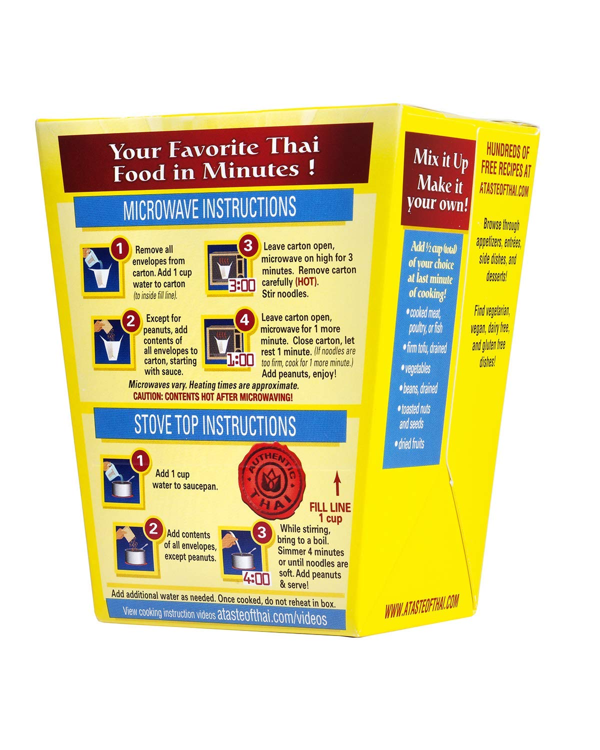 A Taste of Thai Peanut Sauce Noodles |Heat & Eat Instant Noodle | Flavored with Authentic Thai Sauce -Non-GMO,Gluten Free, Trans Fat Free- Perfect
