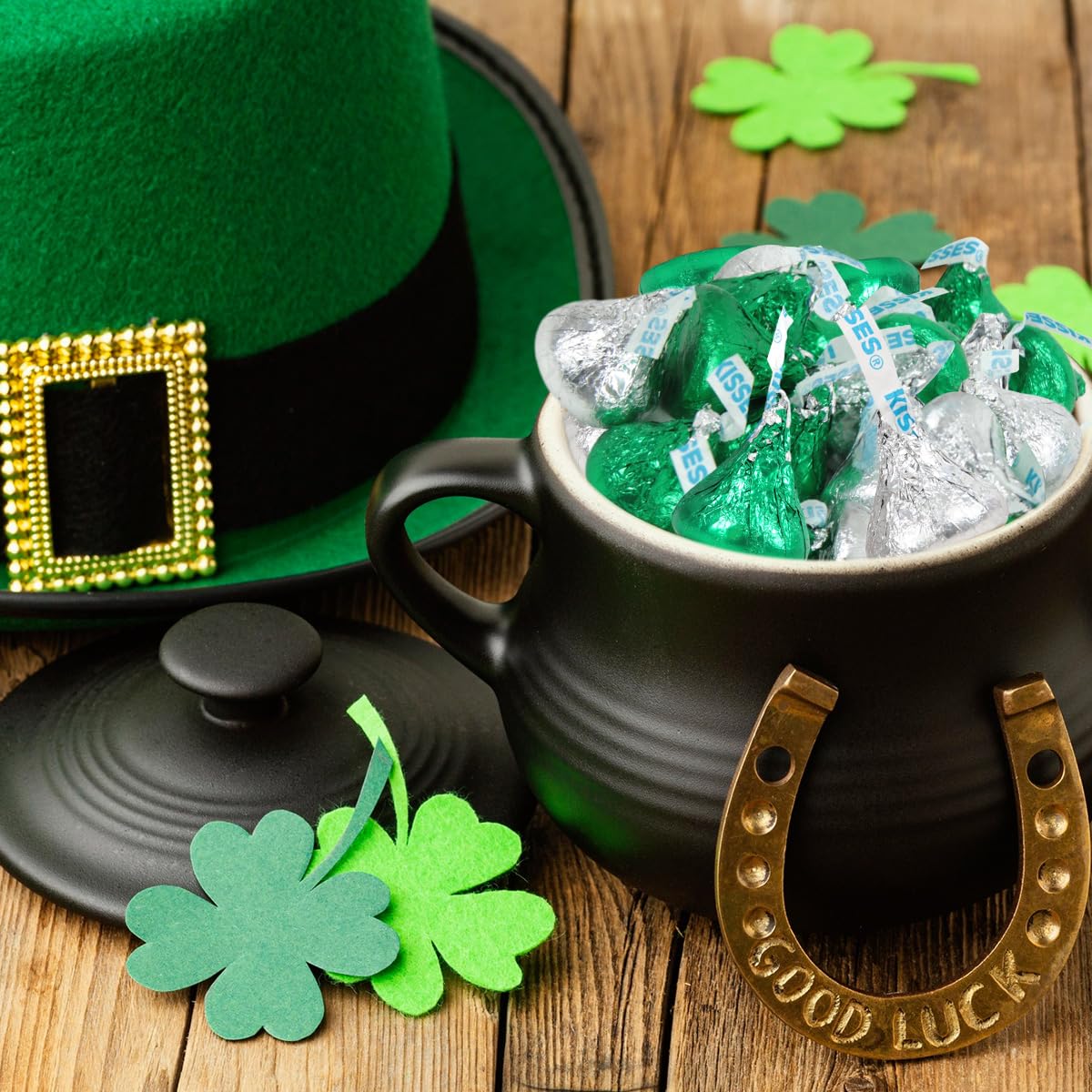 St Patrick's Day Silver and Green Chocolate Bulk Pack 2 Pound, Milk Chocolate for Family Gatherings or Holiday Parties, Delicious Green Candy