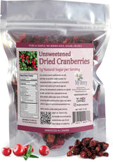 Unsweetened Dried Cranberries by My Berry | 3oz | Naturally Tart: 1g Natural Sugar Per Serving | Non-GMO | No Added Sugar, Juice or Oils | More