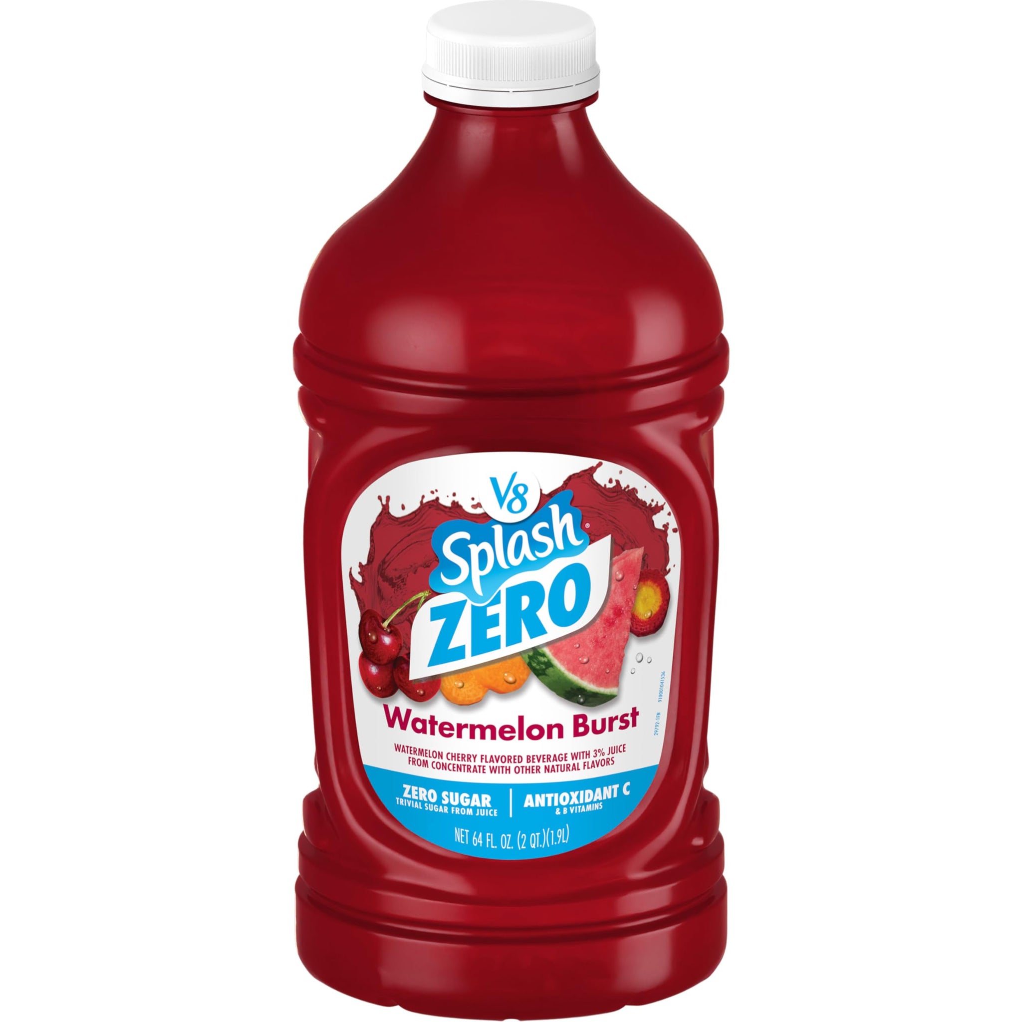 V8 Splash Zero Sugar Watermelon Burst Flavored Beverage, 64 fl oz Bottle