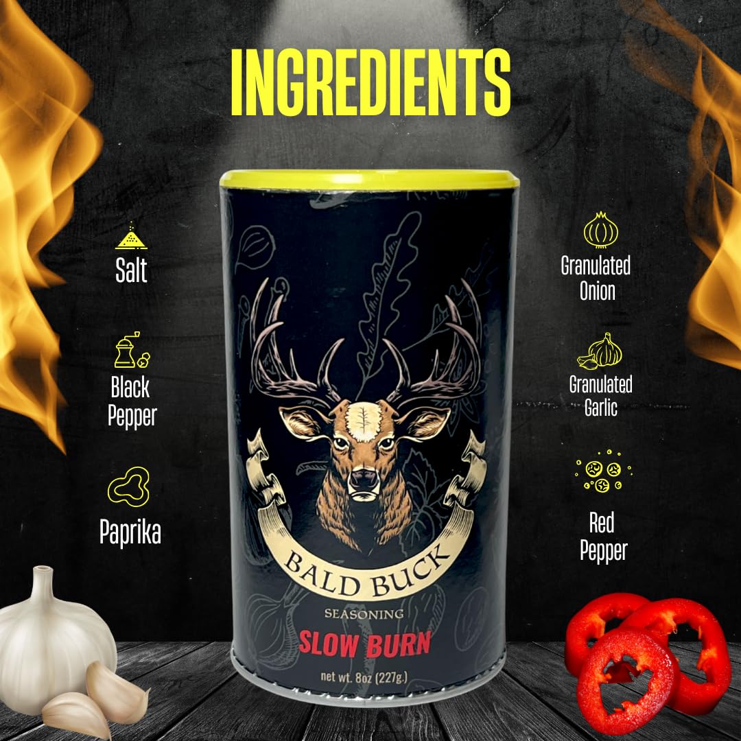 Bald Buck Seasoning Pack of 3, 8 Oz (2 Bold Taste + 1 Slow Burn) | Rib Rub BBQ Chicken Seasoning | BBQ Rubs for Smoking |