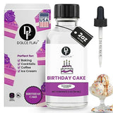 Dolce Flav Birthday Cake Extract - 2 Ounce Water-Soluble Kosher, Sugar-Free, Concentrated Festive Cake Flavoring for Frostings, Cupcakes & Desserts