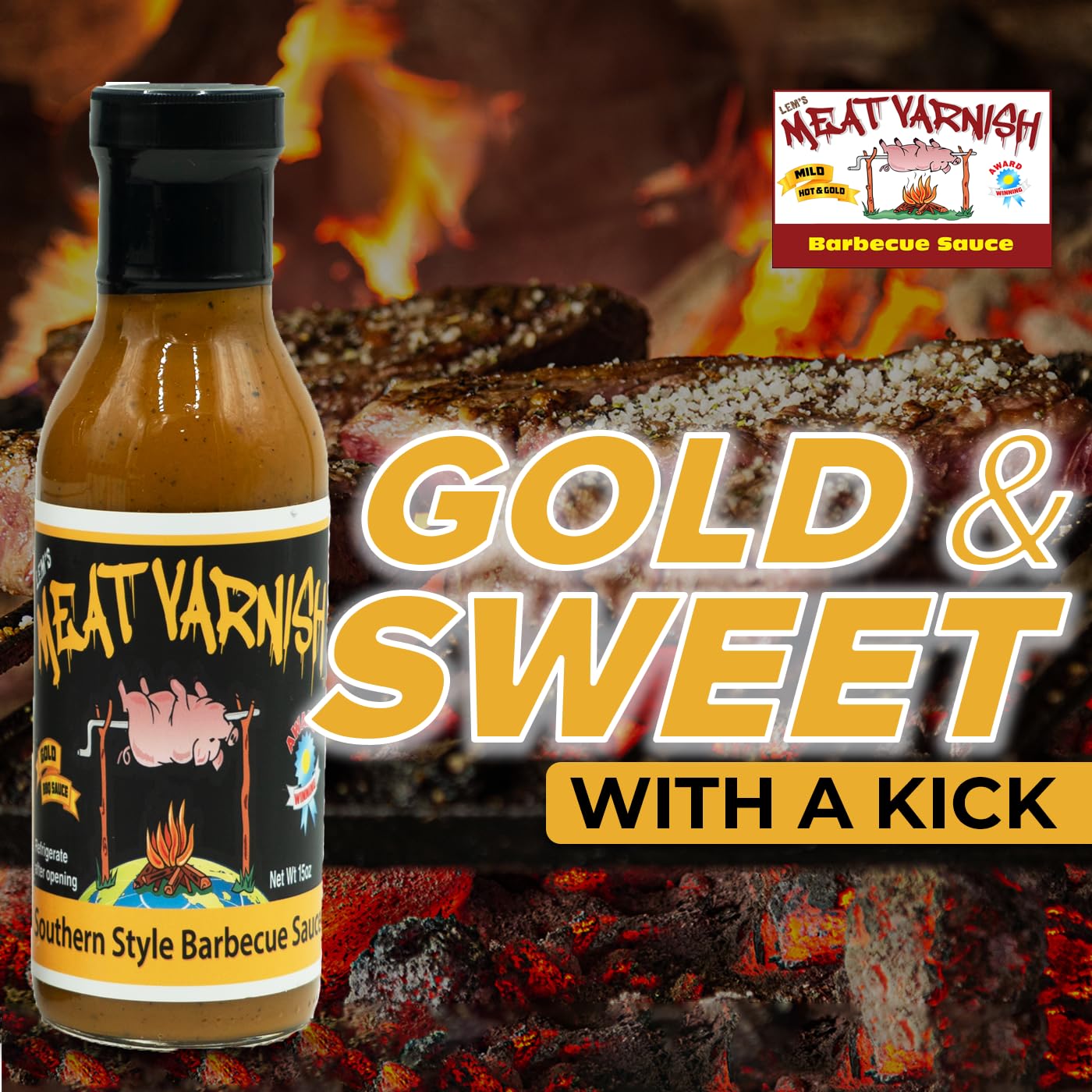 Lem’s Meat Varnish BBQ Sauce - 12 oz Gold Mustard Barbecue Sauce 2-pack