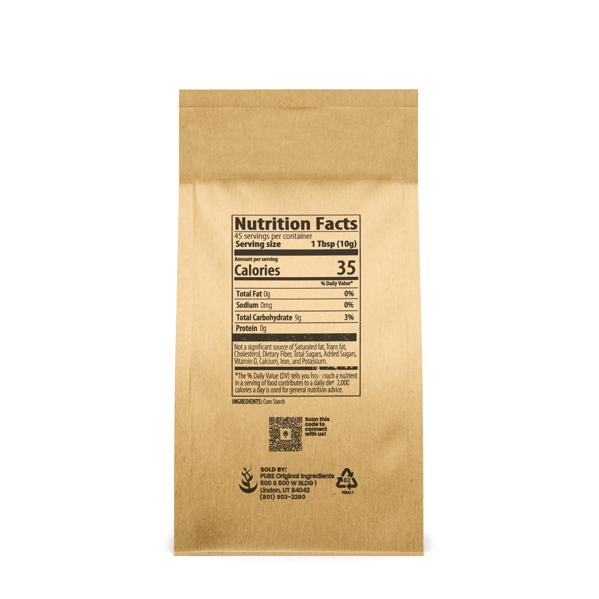 Pure Original Ingredients Corn Starch (1 lb) Thickener For Sauces, Soup, & Gravy