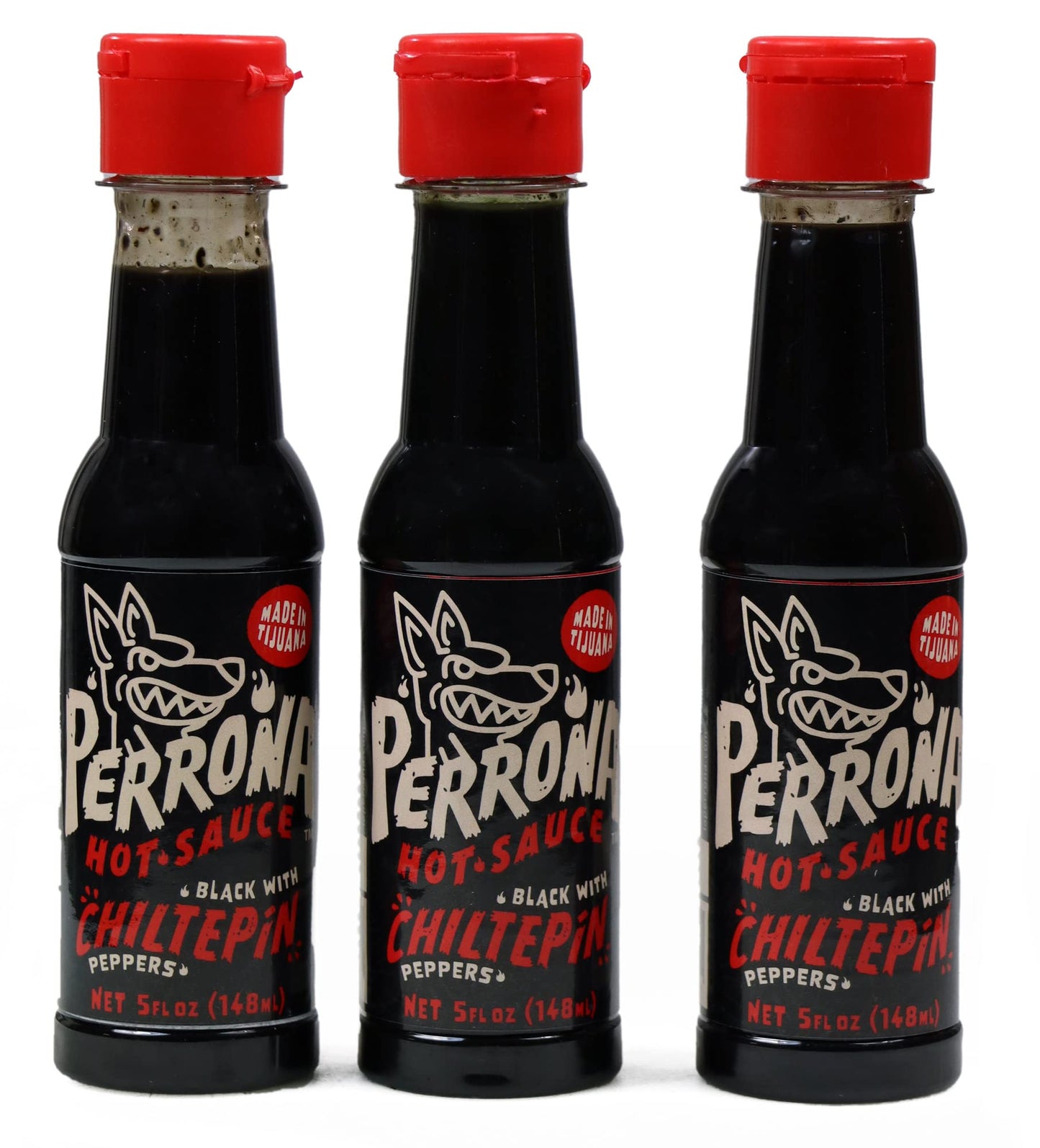 La Perrona Negra Seafood Hot Sauce 5 Ounce Bottle | Black Marisco Salsa Picante | Extra Spicy | Handmade | 3 Pack