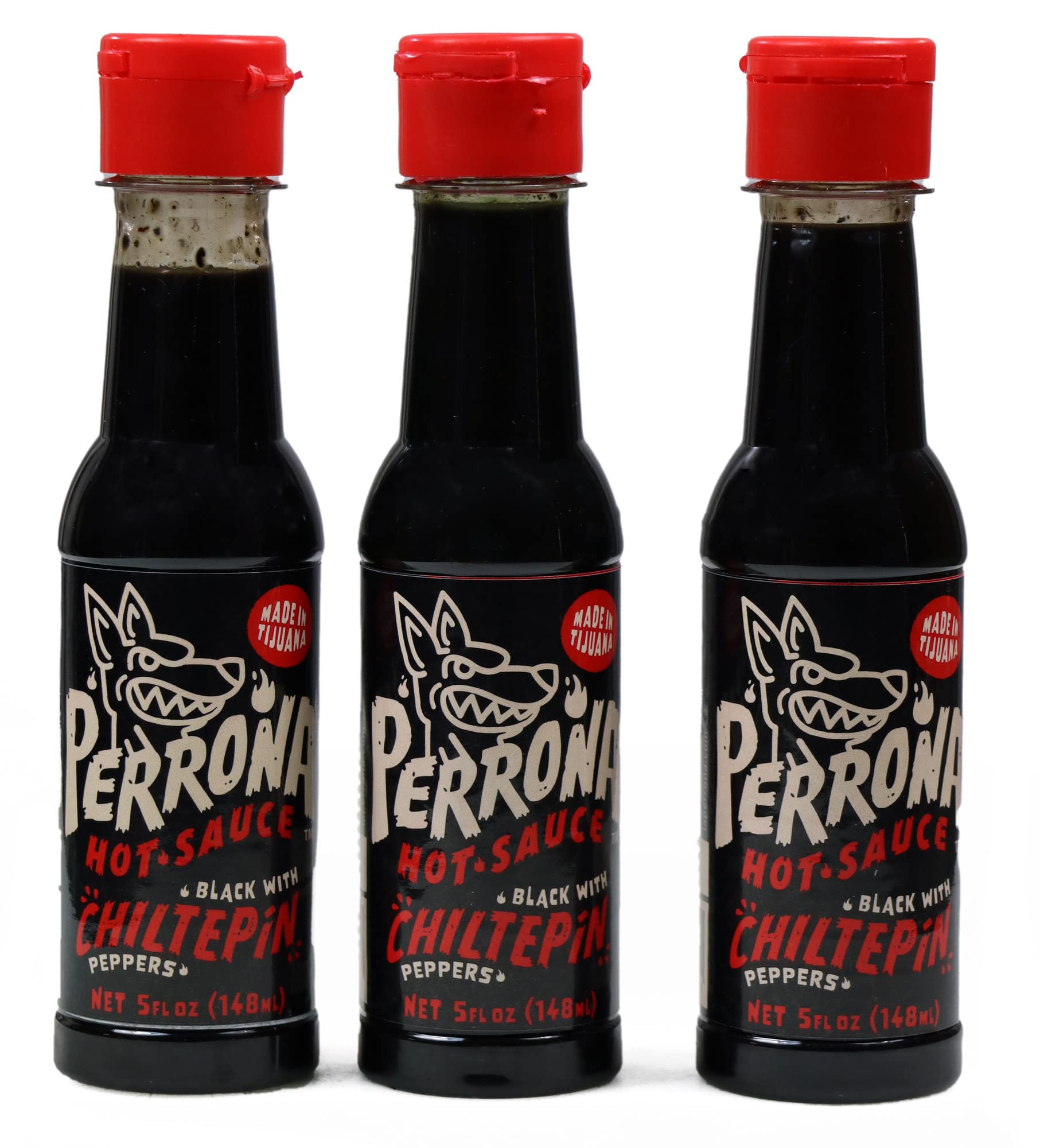 La Perrona Negra Seafood Hot Sauce 5 Ounce Bottle | Black Marisco Salsa Picante | Extra Spicy | Handmade | 3 Pack