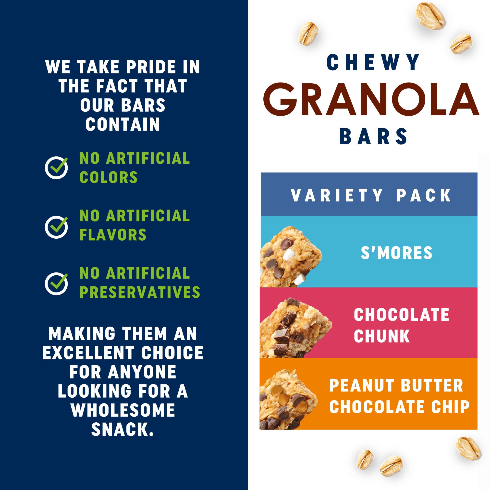 OATRAGEOUS! Chewy Granola Bars Variety Bundle, Peanut Butter Chocolate Chip, Chocolate Chunk & S'mores, Made with Whole Grain Oats, Breakfast Bars