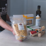 Authentic Cacio e Pepe Bundle with Roasted Corn Ravioli, Handmade Bucatini, DOP Pecorino Romano & Parmigiano Reggiano, DOP Extra Virgin Olive Oil