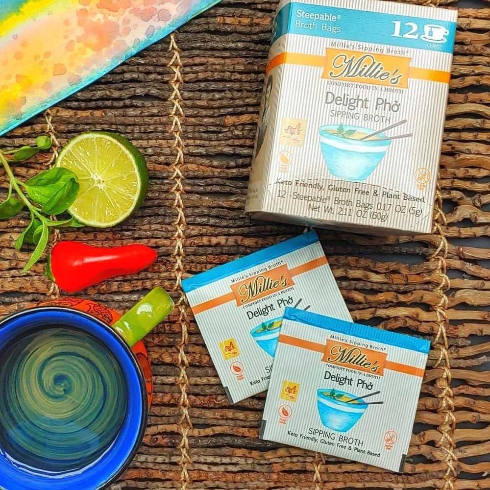 Millie’s Sipping Broth - Vegetable Broth -Natural-Gluten Free-Keto Friendly Delight Pho (6 Pack of 12)