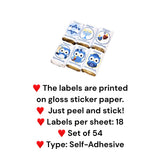 Hanukkah Stickers - 54 Owl Theme Party Favor Labels for Gift Bags, Jewish Holiday Decorations, Chanukah Celebration Supplies