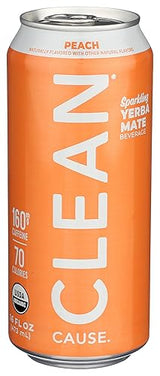 Clean Cause Yerba Mate Energy Drink, Peach, 16 oz