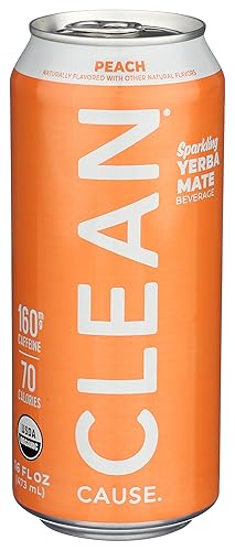Clean Cause Yerba Mate Energy Drink, Peach, 16 oz