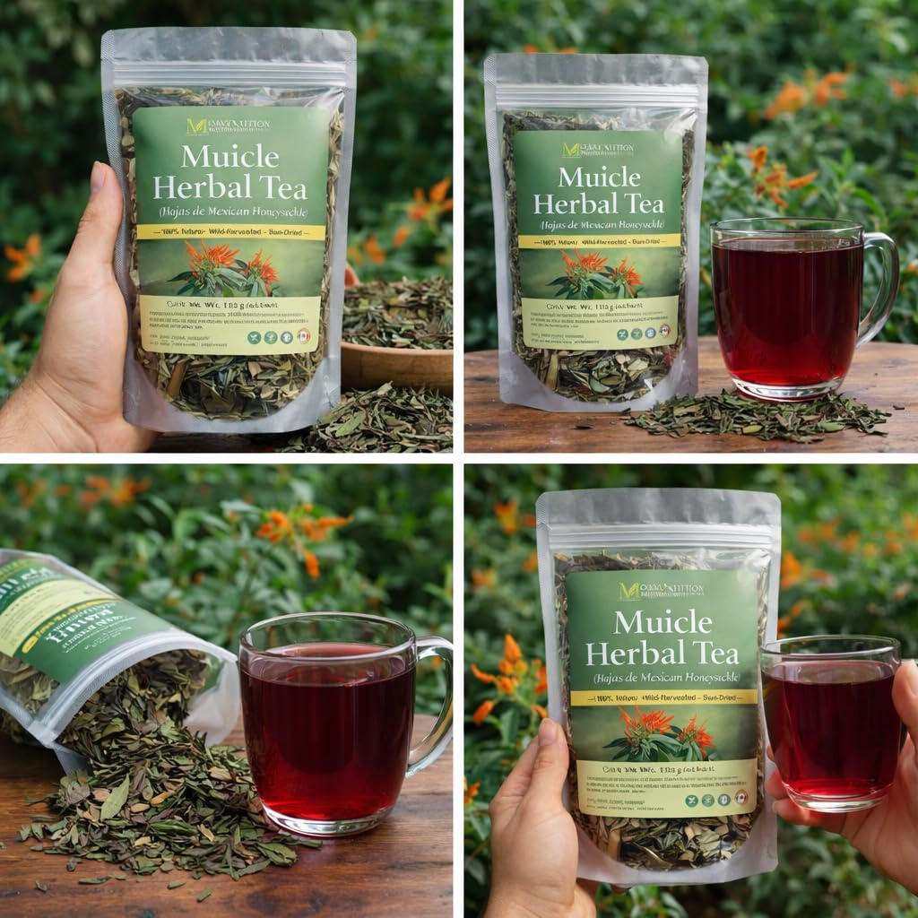 Muicle Herbal Tea - Hojas de Mexican Honeysuckle (Justicia spicigera) - Jumbo Size - Net Wt. 113 g (4 oz) - Natural Sun-Dried Loose Leaves
