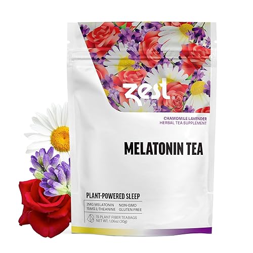 Zest Sleep Tea - 2mg Melatonin Tea for Sleep - Chamomile Lavender Herbal Blend - 15Ct Pack - Calming & Relaxing Ingredients for a Perfectly Sleepy
