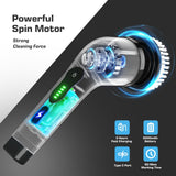 Kingwell Electric Spin Scrubber, Cordless Electric Scrubber for Cleaning with 9 Brush Heads, 2 Speeds,3 Adjustable Handle, 90Mins Work Time, Shower