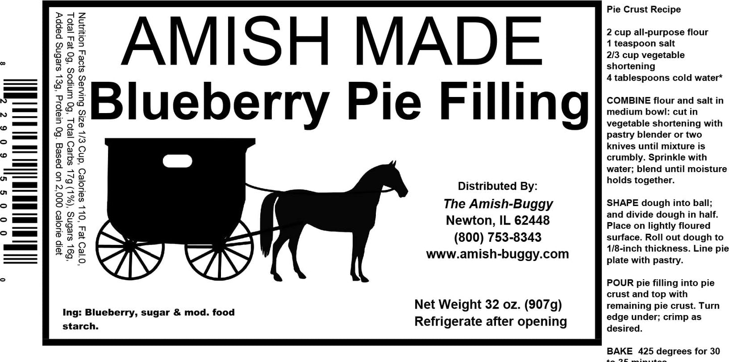 Amish Pie Filling - TWO 32 Oz Jars (Blueberry)