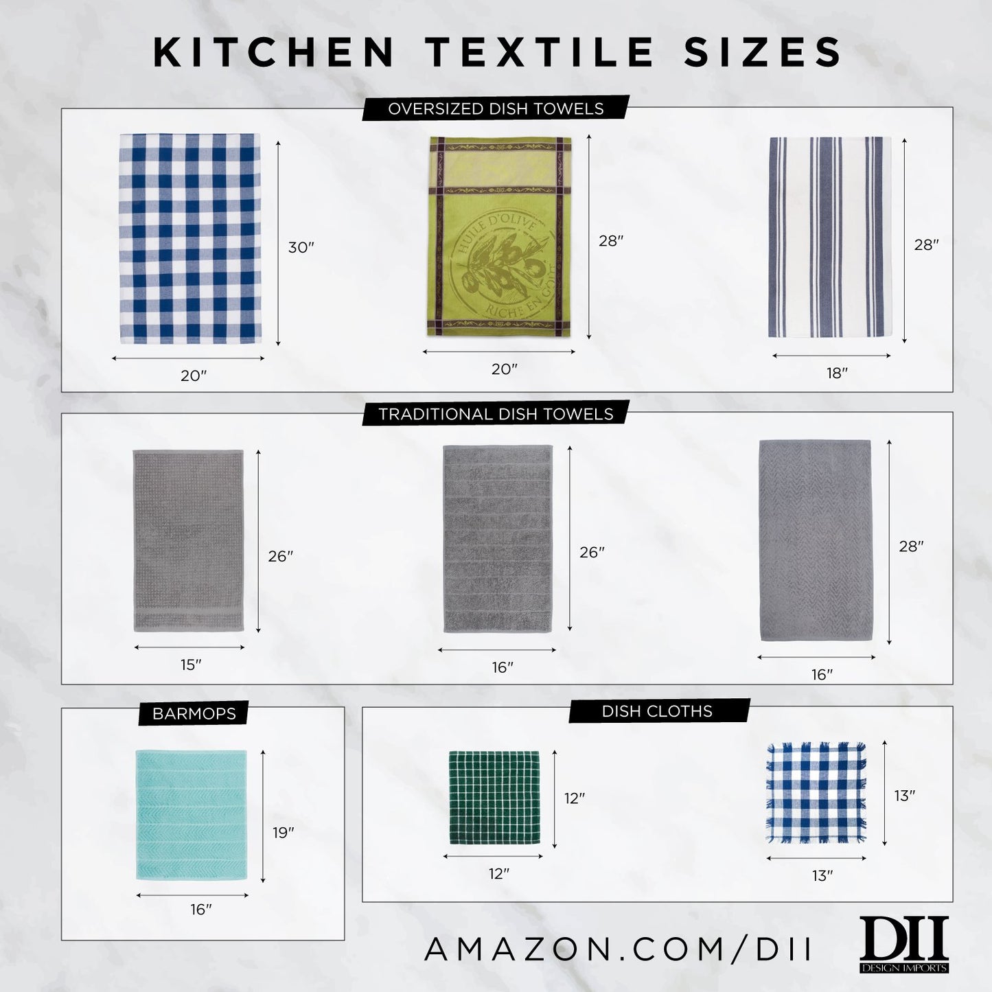 DII Cleaning Collection Soft Highly Absorbent Microfiber, Dishcloth Set, 12x12, Taupe, 6 Piece